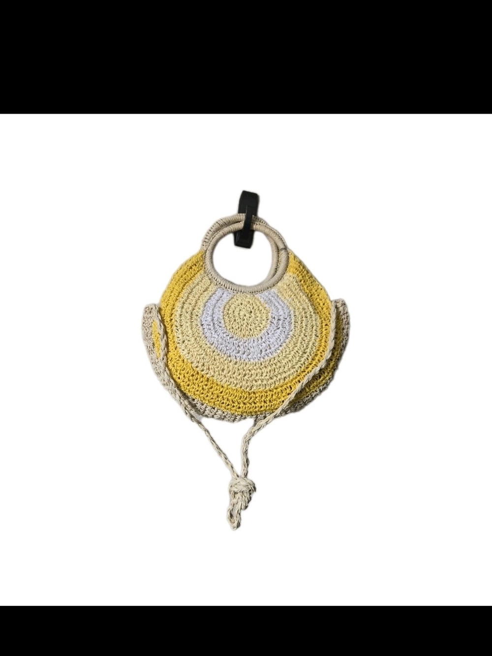 Sofia Cardoni Italy Woven Raffia Crochet Bag Yellow
